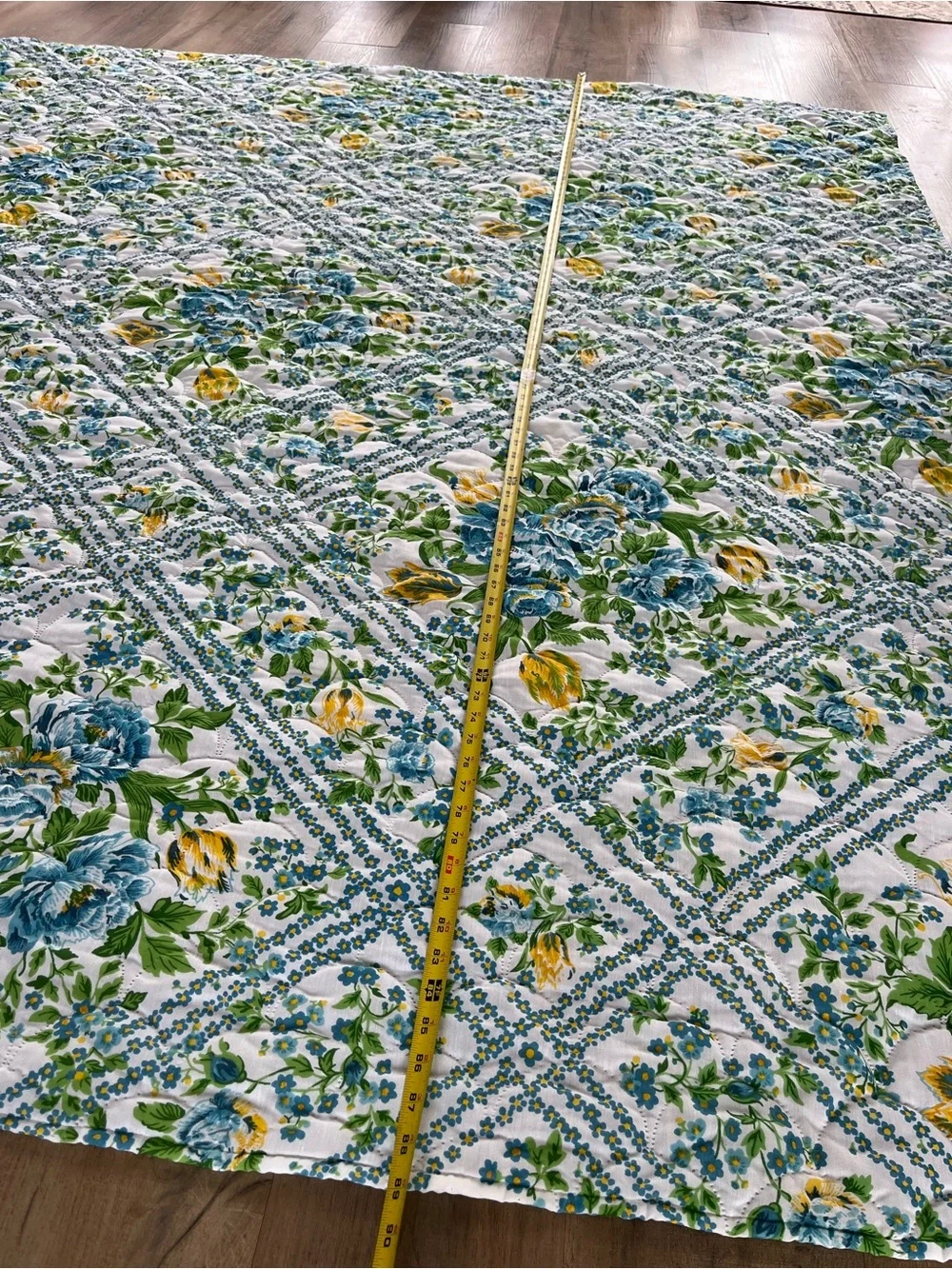 Vintage made in USA blue/ yellow floral light weight bedspread